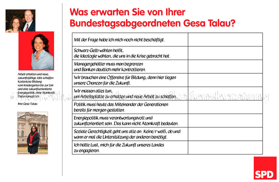 Kandidatenbodenzeitung Bundestag Gesa Talau - SPD
