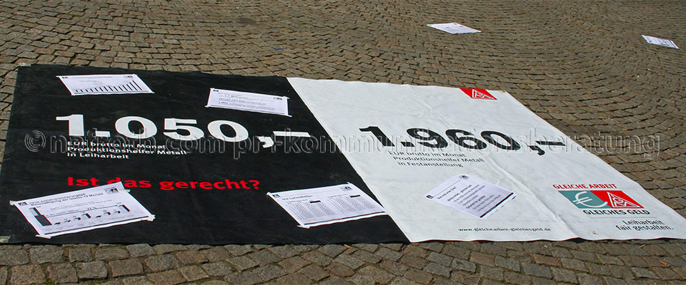 Bodengrafik der IG BCE zum Thema Leiharbeit.